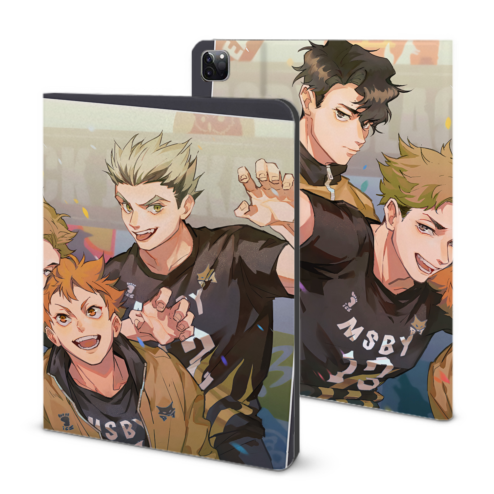 （画像用） ハイキュー!! Haikyu!! IPad ケース ブック型 PUレザー TPU 耐衝撃 軽量 薄型 ペン収納なし 全面保護 IPad 各モデル対応